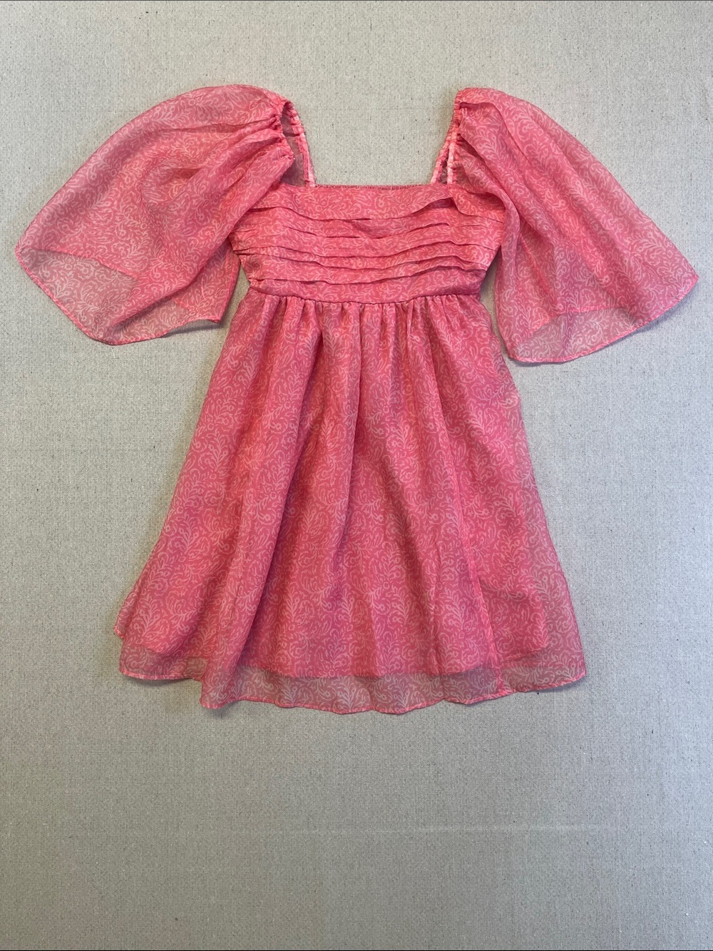 NWT Abercrombie & Fitch Pink Puff Sleeve Mini Dress XS Pockets